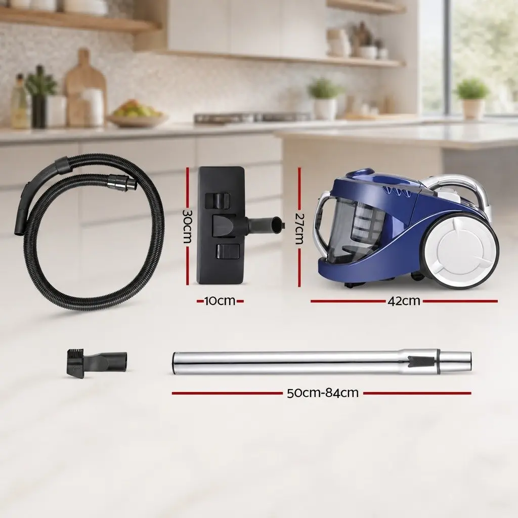 Bagless Stick Vacuum Cleaner 2200W Blue Multi-Cyclonic HEPA Filter
