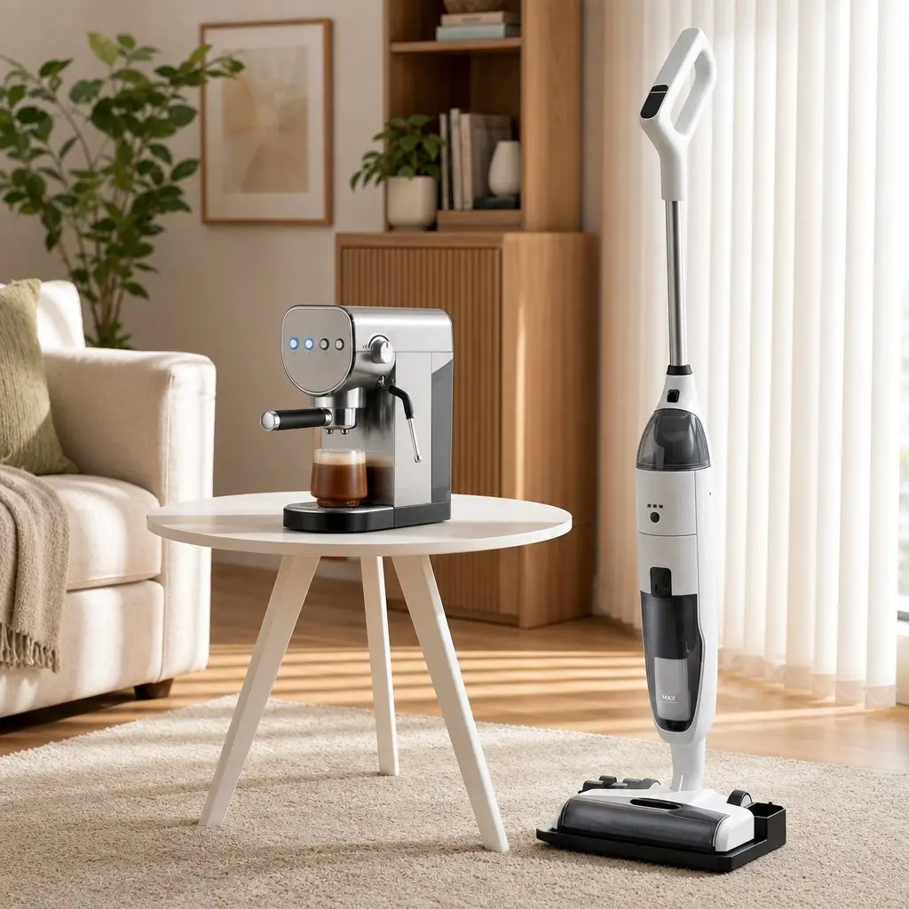 Cordless Wet Dry Vacuum Mop and Espresso Coffee Machine 20 Bar Instant Heating System with Milk Frother and Automatic Self Cleaning Dock