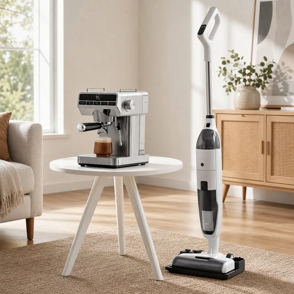 Cordless Wet Dry Vacuum Mop and Espresso Coffee Machine Combo Automatic Self Cleaning