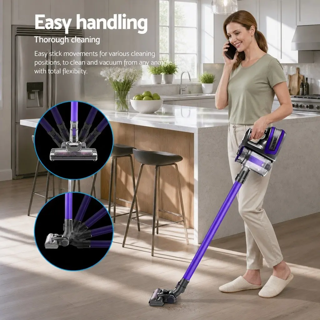 Cordless Stick Vacuum Cleaner 150W Lightweight 2-in-1 Bagless Purple