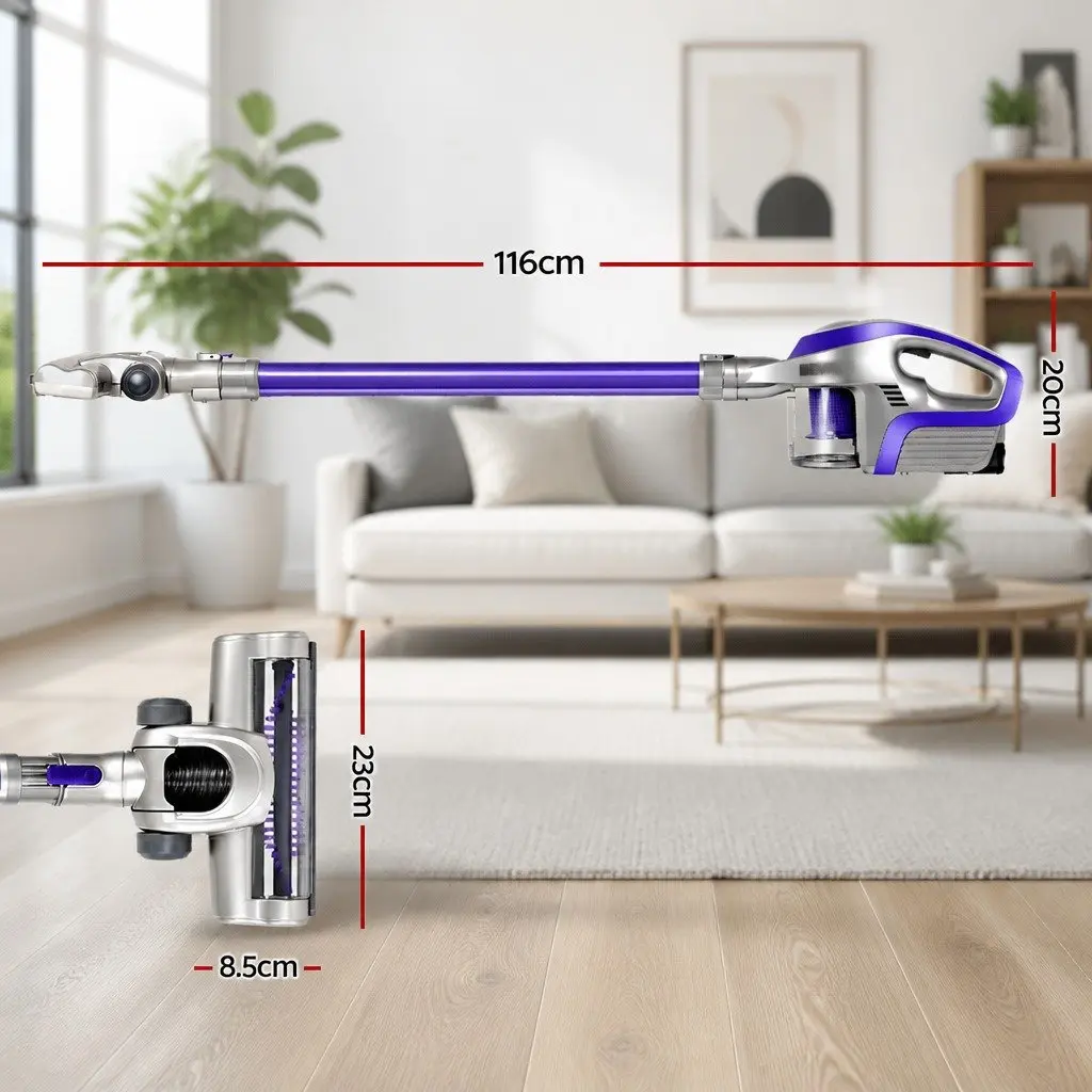 Cordless Stick Vacuum Cleaner 150W Lightweight Bagless HEPA Filter Red