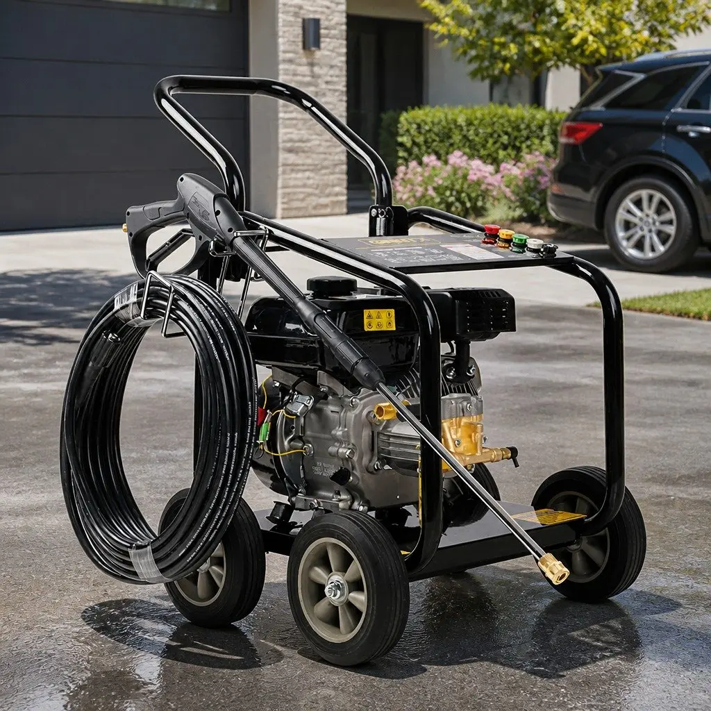 High Pressure Washer 3000psi 20M Hose Petrol Engine with Turbo Head and Adjustable Nozzles