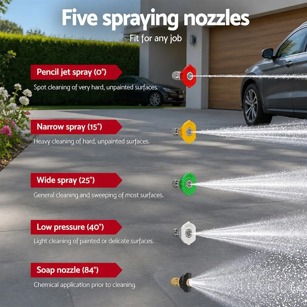 High Pressure Washer 3000psi 20M Hose Petrol Engine with Turbo Head and Adjustable Nozzles