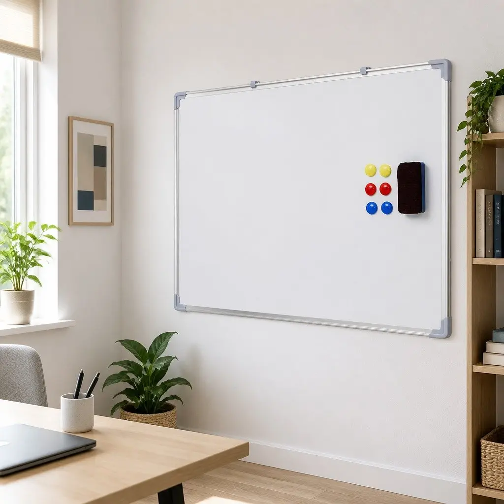 Magnetic Whiteboard 60x90cm Double-Sided Easy-Clean Surface Lockable Casters