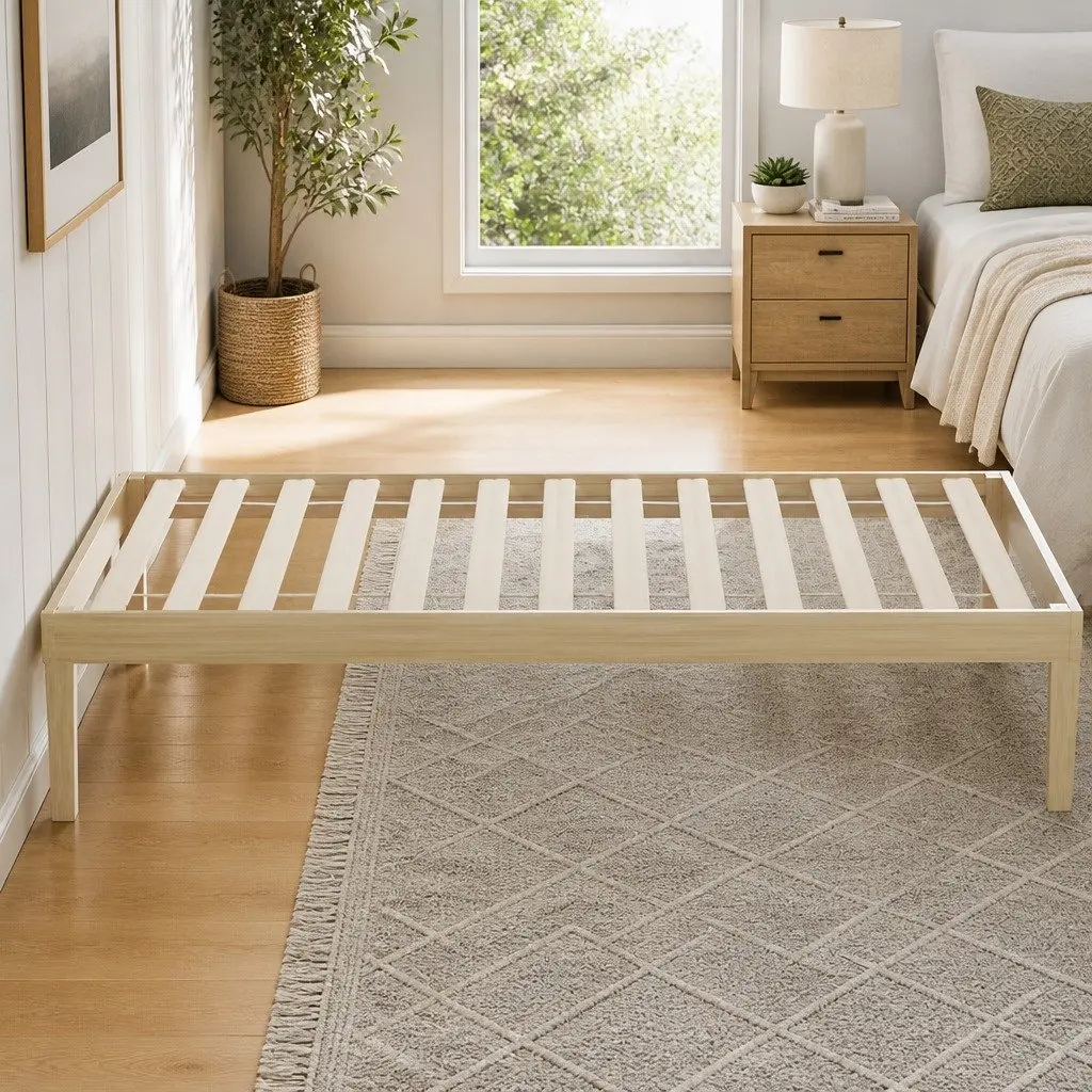 Single Bed Frame Pinewood Slatted Base Easy Assembly