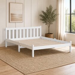 Enhance Your Bedroom with the White Wooden Double Bed Frame