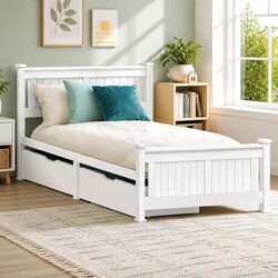 Stylish White Single Bed Frame with Storage for All Ages