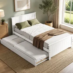 Compact Single Bed Frame with Trundle for Space Saving