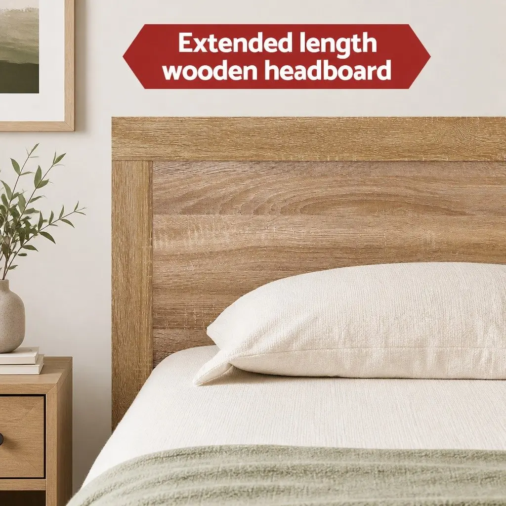 Single Bed Frame Walnut Colour Wooden Base Durable Construction for Adults Kids Bedroom
