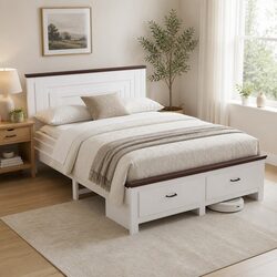 Elegant Queen Wooden Bed Frame: Maximize Your Space