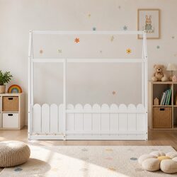 White Wooden Bed Frame for Kids with Sturdy Construction