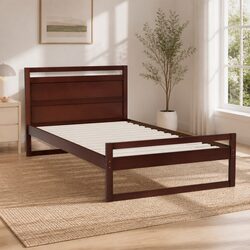 Rustic Style King Single Bed Frame in Walnut Finish