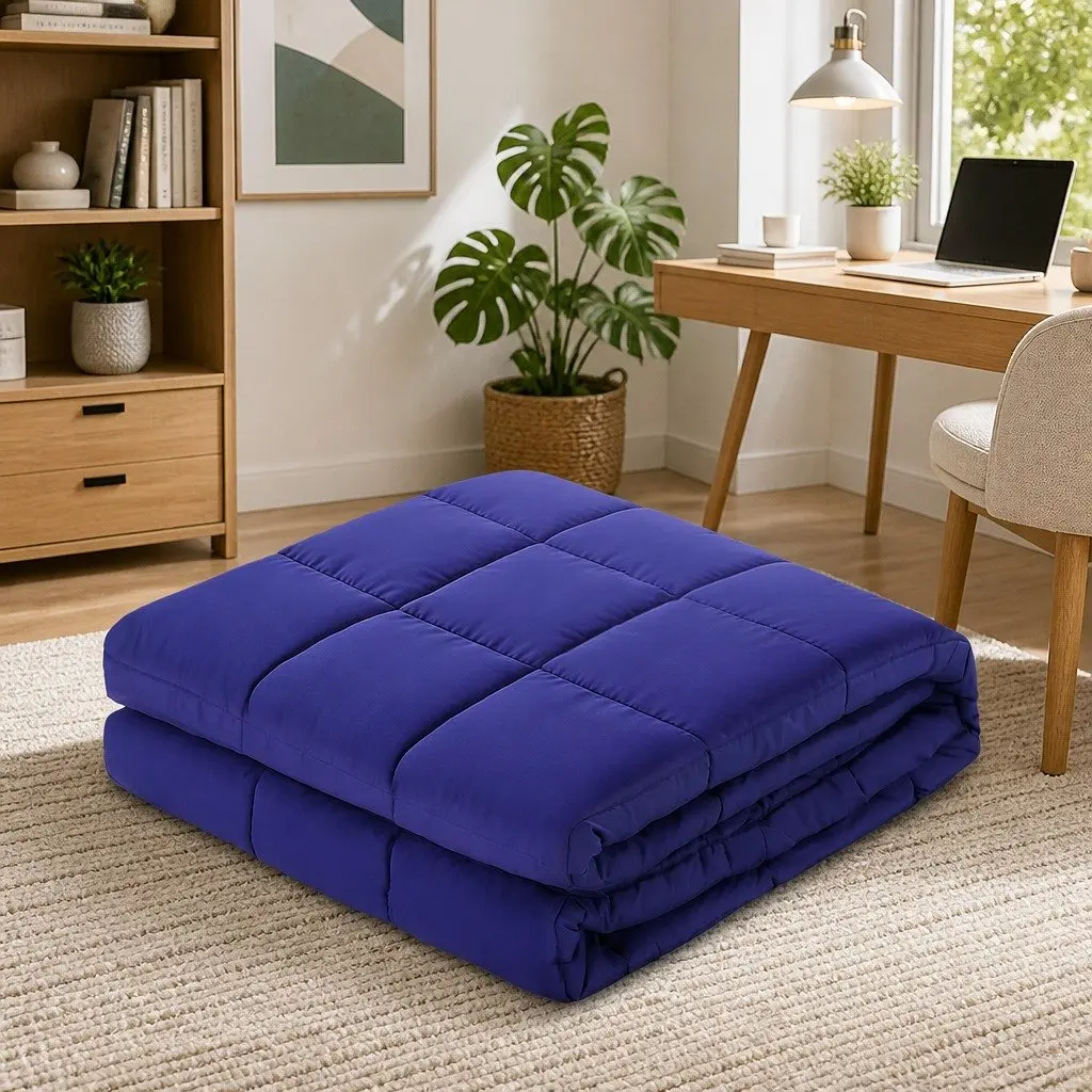 Weighted Blanket 11KG Microfibre Cover Deep Touch Pressure Stimulation Navy Blue
