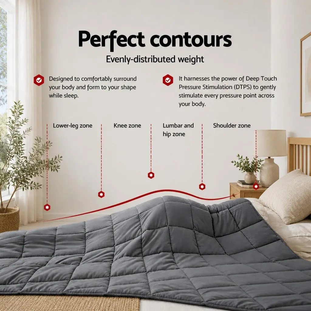 Weighted Blanket 7KG Adult Grey Deep Touch Pressure Sleep Aid Therapy Blanket