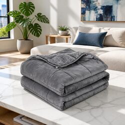 Weighted Blanket 6.8KG Adults Kids Grey Dual-Sided Fleece Sherpa Gravity Comfort