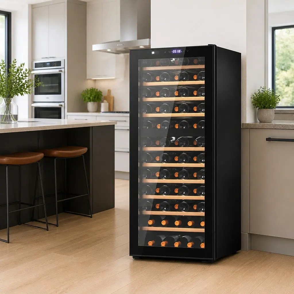 Wine Fridge Cooler 80 Bottles Dual Zone Compressor Black Beverage Storage
