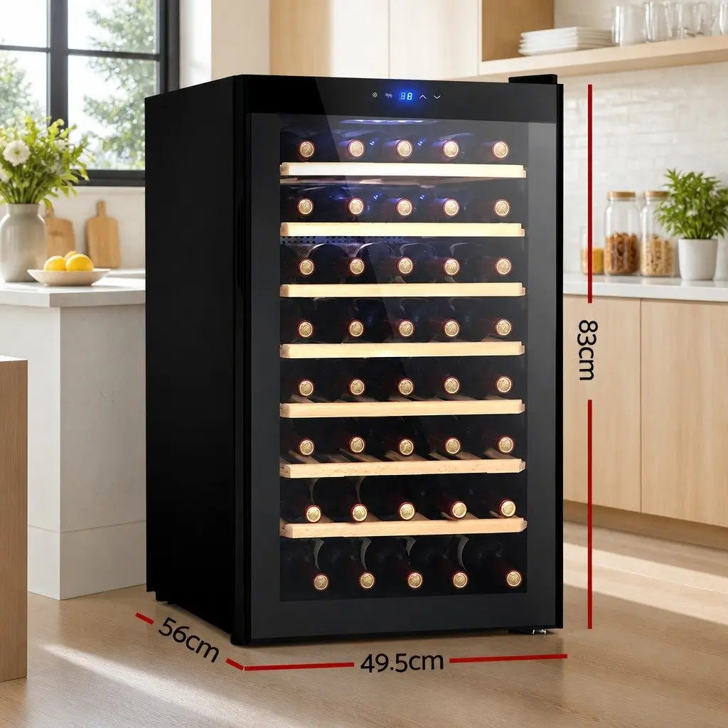 Wine Fridge 51 Bottles Black Compressor Touch Control LED Interior Lighting