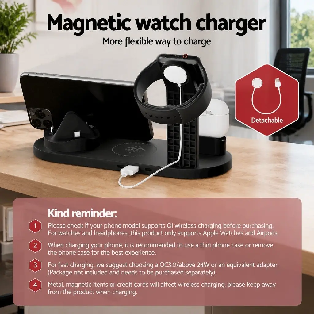 4 in 1 Wireless Charging Station Multi-Device Dock for Phone iWatch Airpods 15W