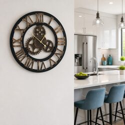 Large 60cm Wall Clock Retro Roman Numerals Steampunk Home Decor Brown
