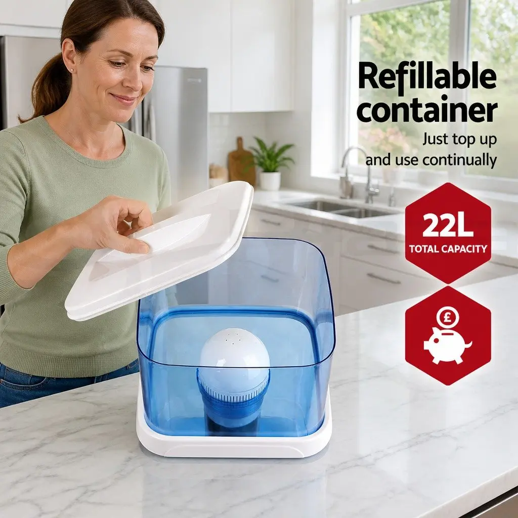 Water Cooler Dispenser 22L Refillable Filter Bottle 7-Stage Filtration System Blue