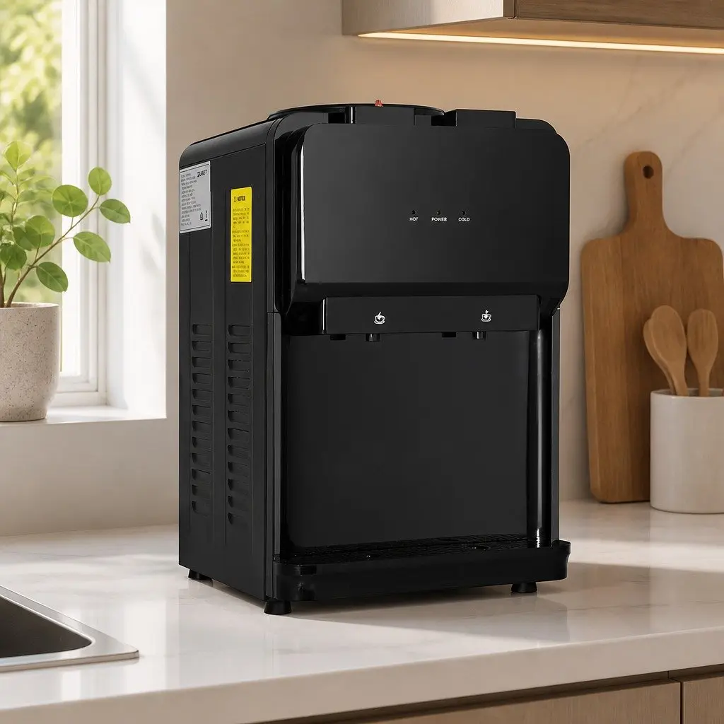 Water Cooler Dispenser Bench Top Black Hot Cold Dual Tap Desktop