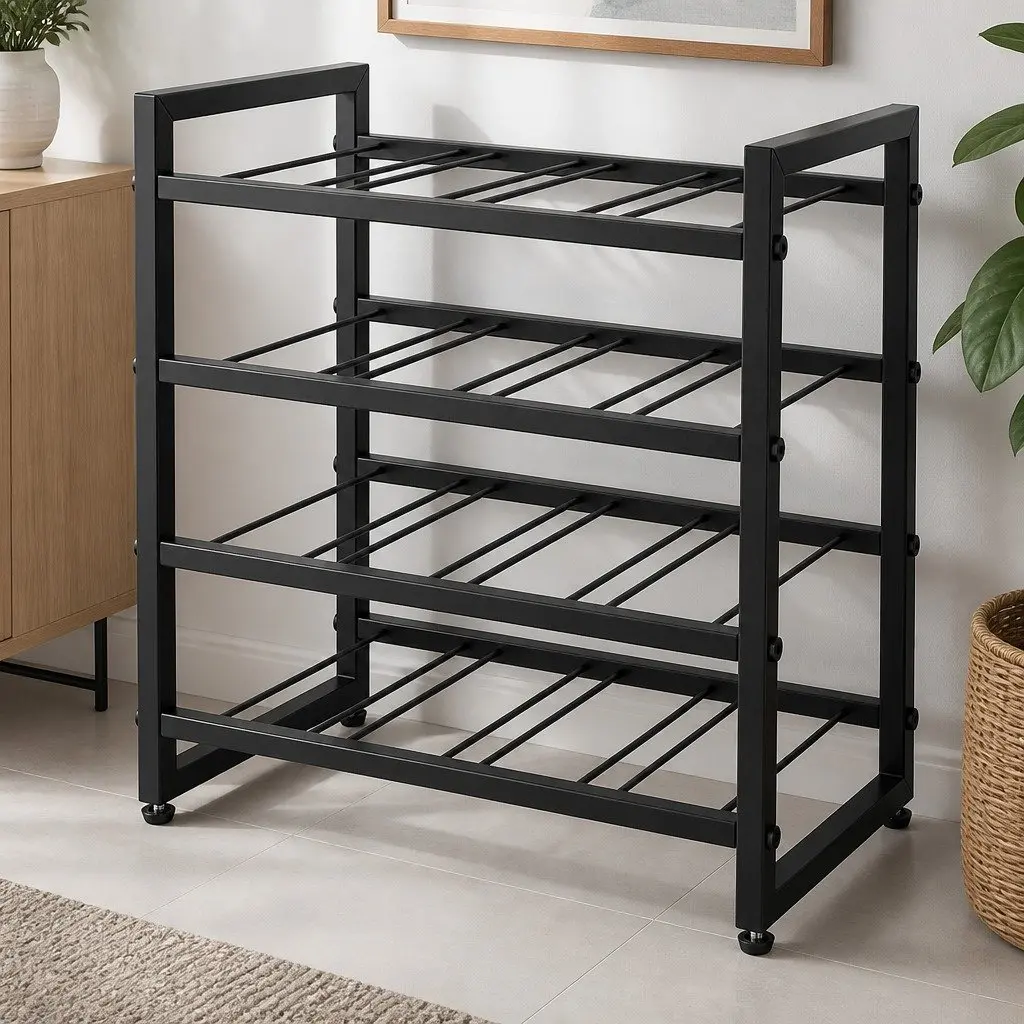 Wine Rack 16 Bottle 4-Tier Metal Storage Display Organizer Adjustable Feet