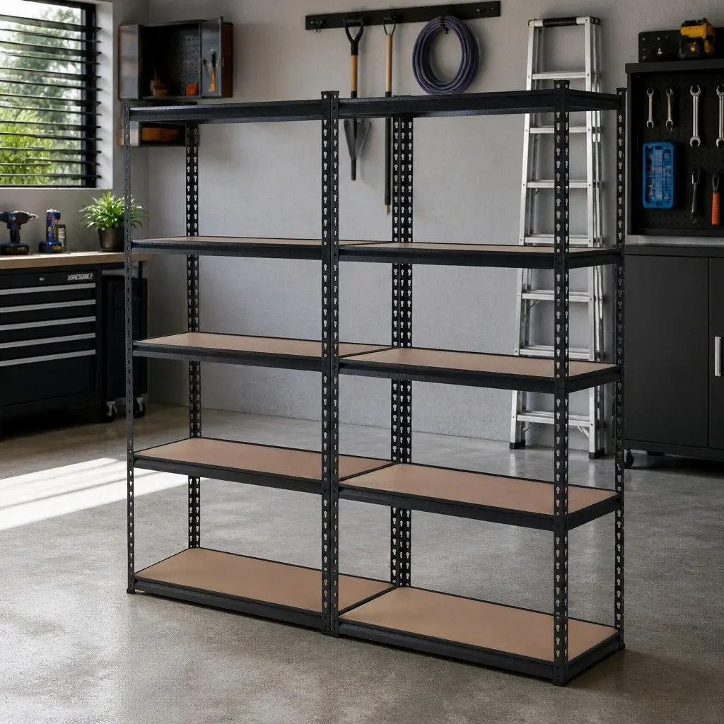 Storage Shelf Rack 2x1.5M Adjustable Heavy-Duty Steel Frame Black