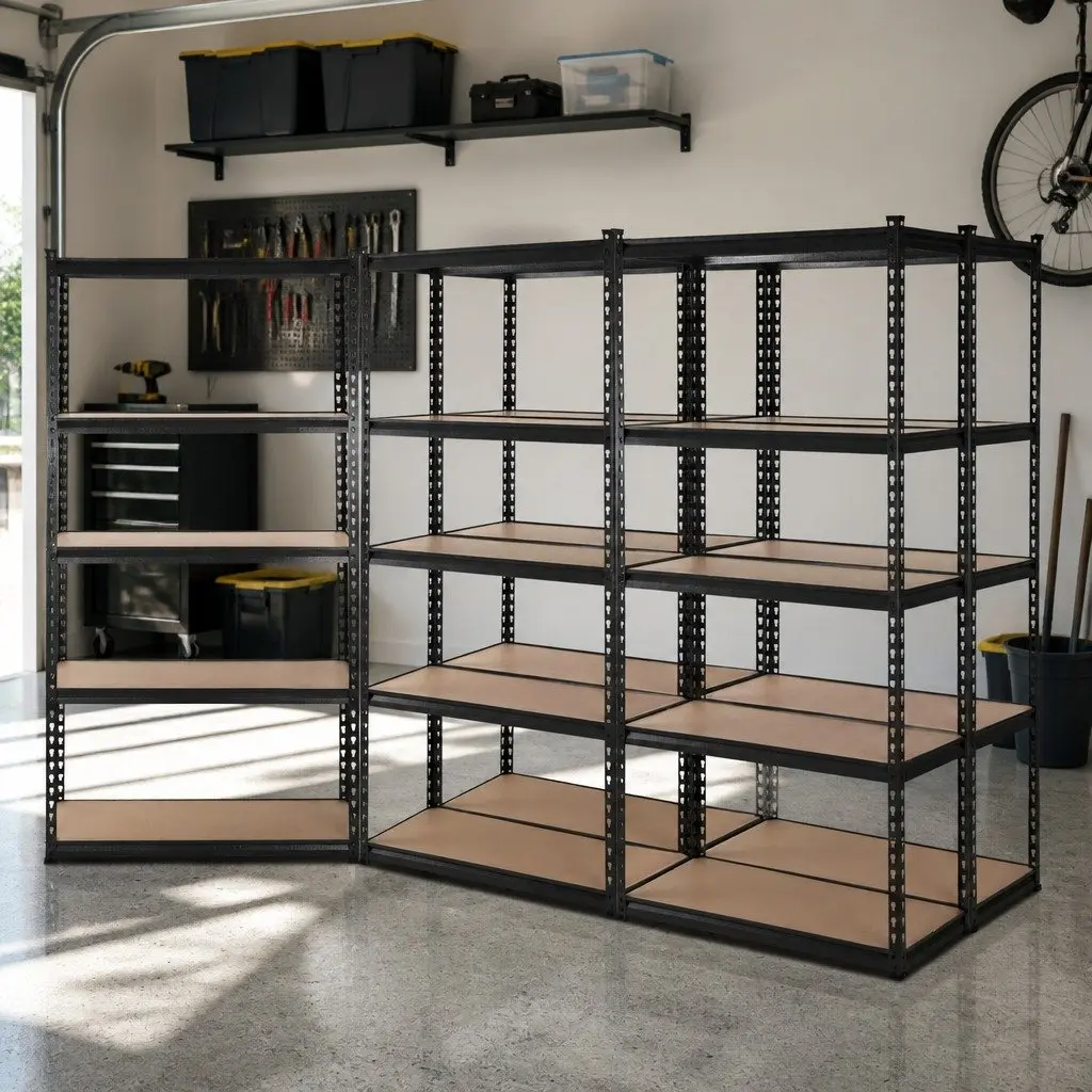 Garage Shelving Unit 5 Tier Adjustable Anti-Rust Steel Storage Rack Black