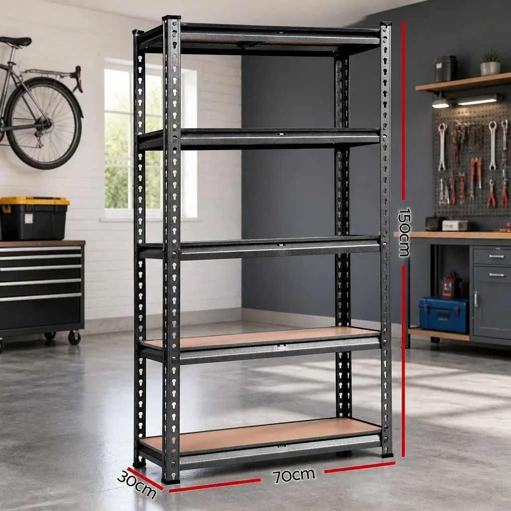 Storage Shelf Rack 3x1.5M Heavy-Duty Steel Adjustable Beams Wall Mounted Shelving