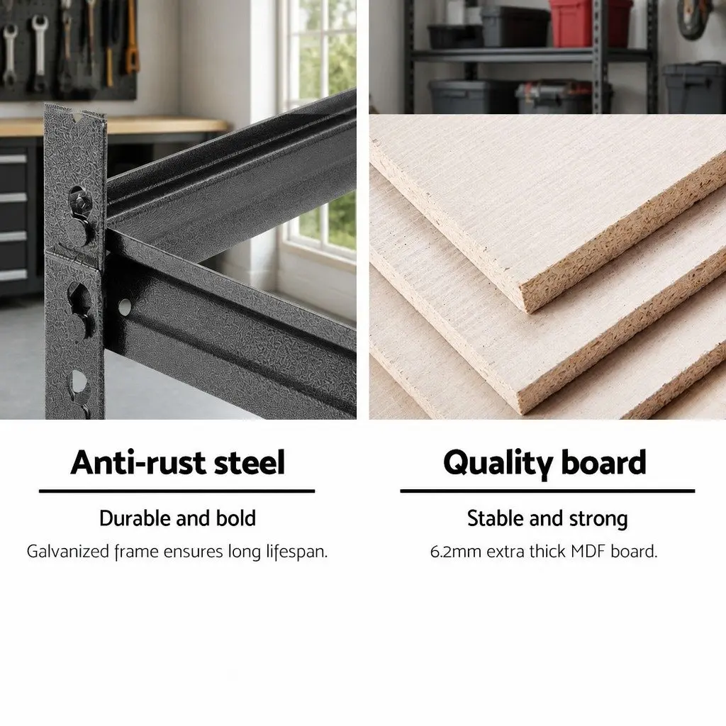 Garage Shelving Unit 5 Tier Adjustable Expandable Storage Rack Charcoal