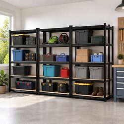 Maximize Your Space with 5-Tier Black Shelving Rack