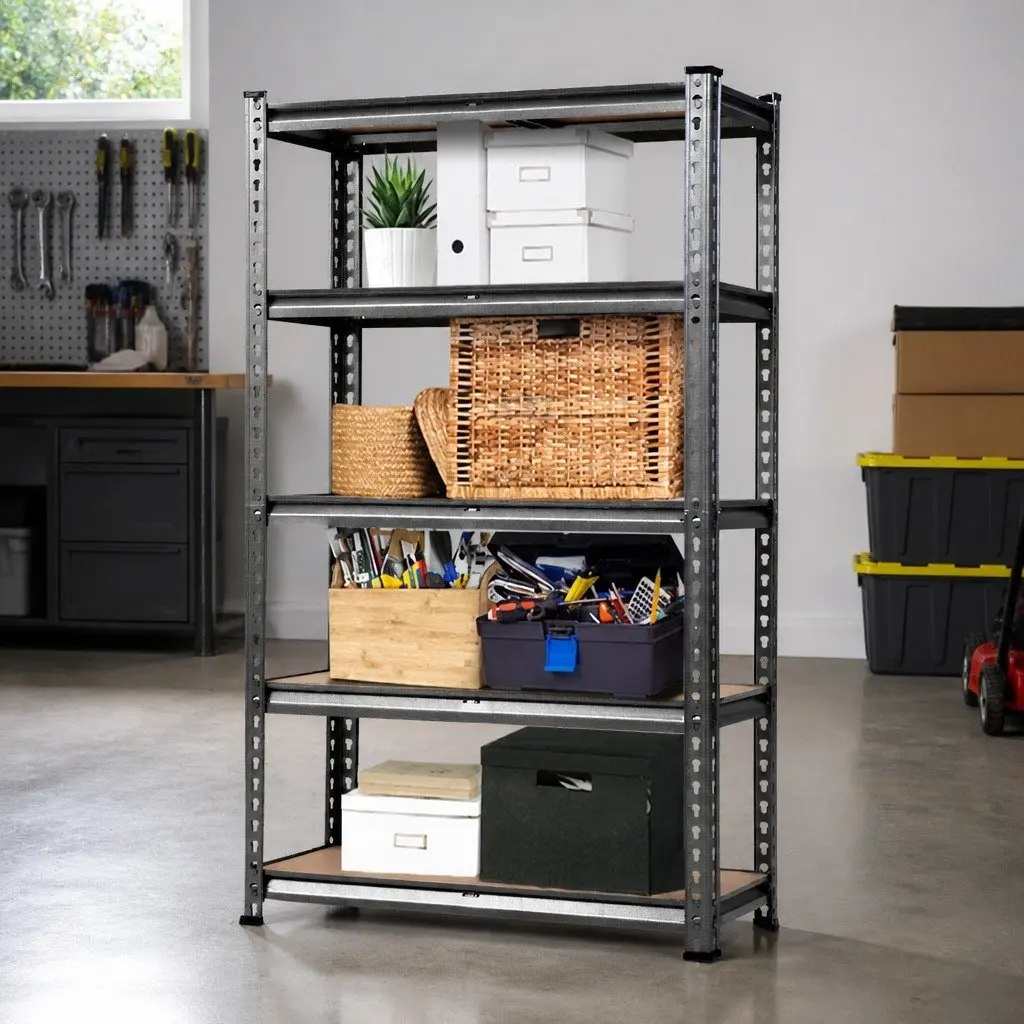 Garage Shelving Unit 1.8M Adjustable Anti-Rust Steel Storage Rack Charcoal