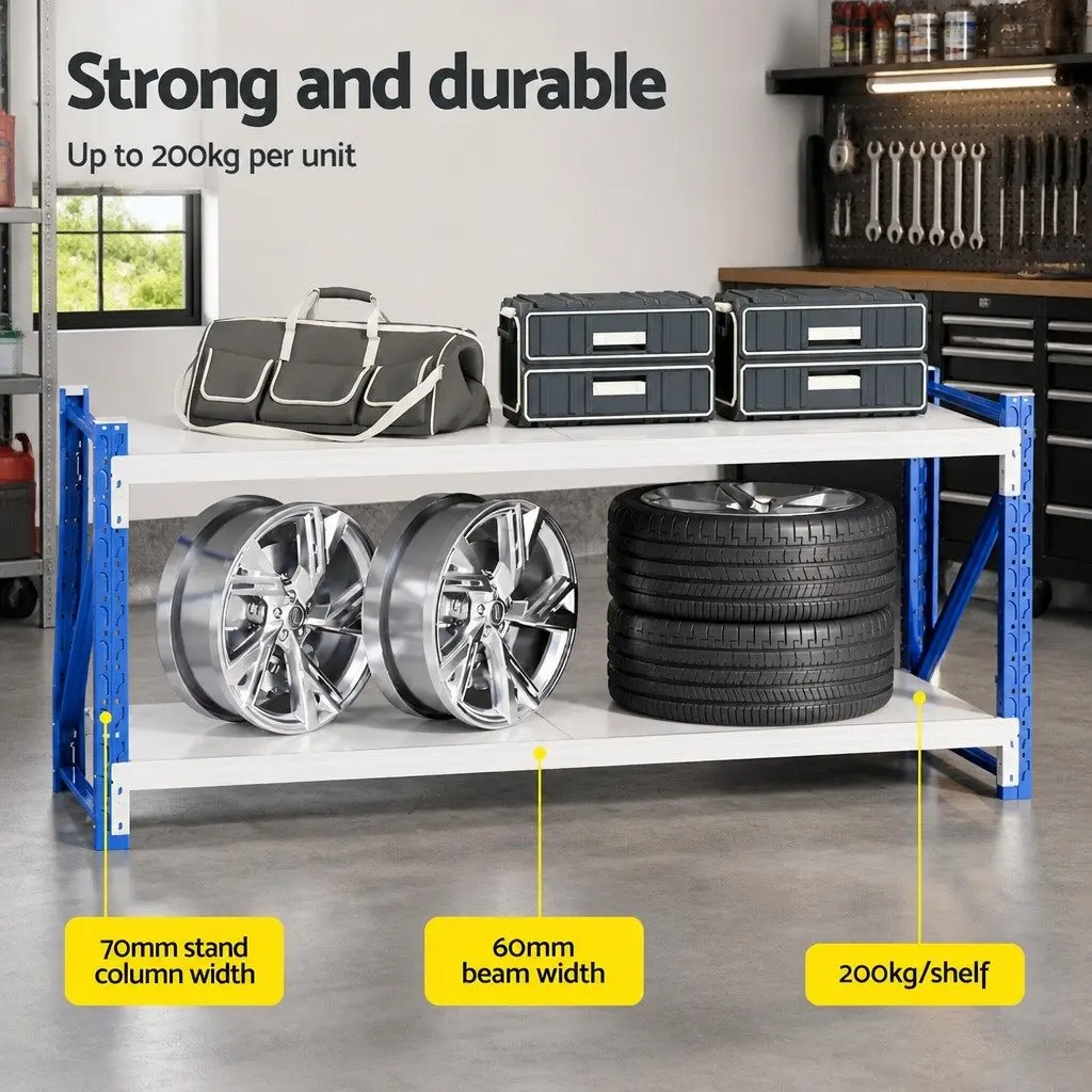Wall Storage Rack 2M x 0.9M Heavy-Duty Industrial Steel Adjustable Shelving Unit