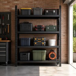 4 Tier Black Garage Shelving Unit for Optimal Organisation