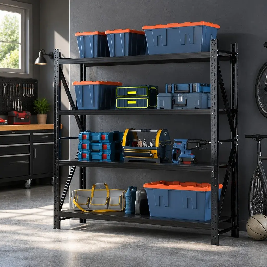 Warehouse Shelving Unit 2M x 2M Heavy-Duty Storage Rack 4 Tier Adjustable Shelves