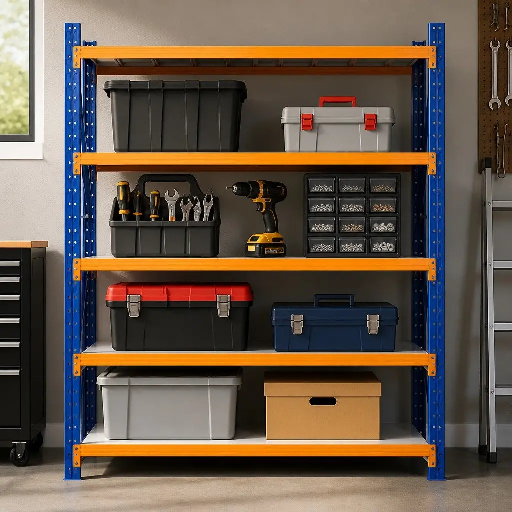 Garage Shelving Unit 2M x 2M Heavy Duty Steel Storage Rack Adjustable Height Blue