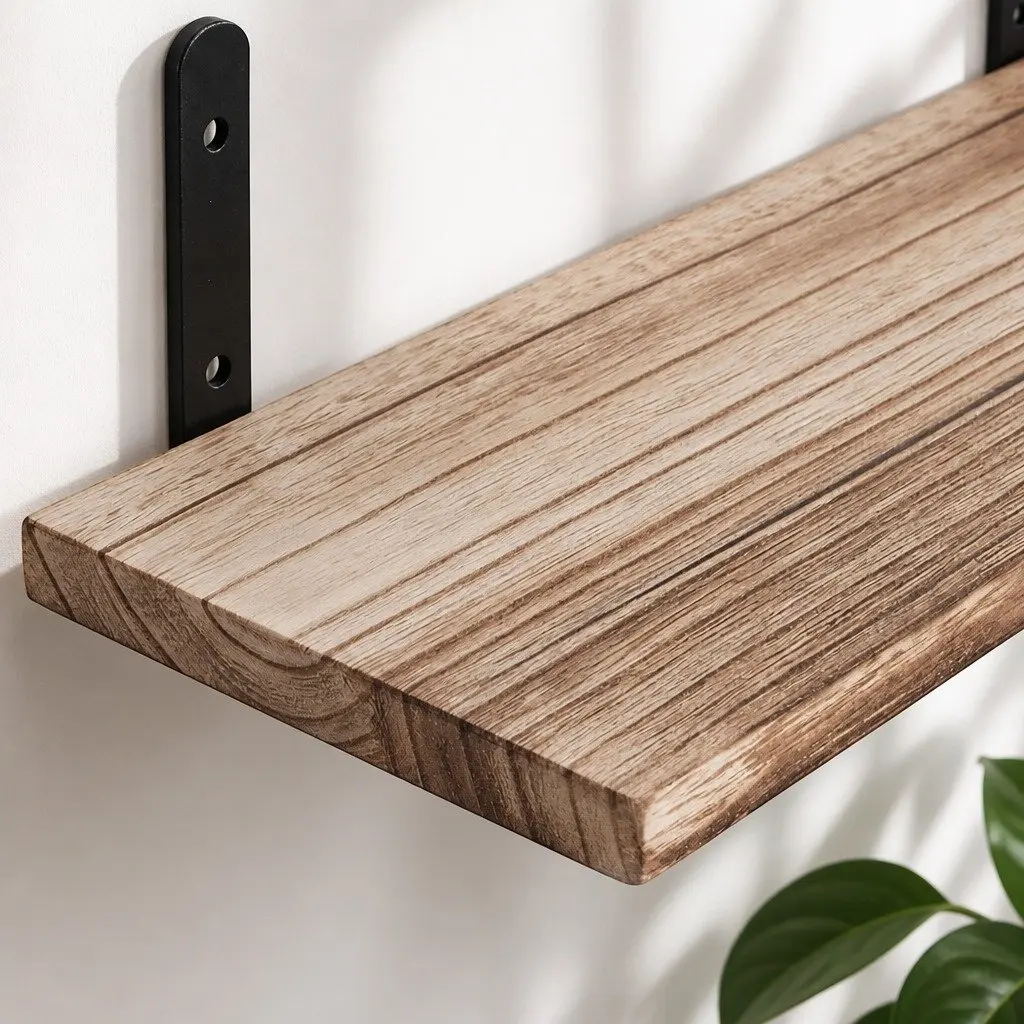 Wood Floating Shelves 5 Piece Set Wall Mounted Storage Display for Bedroom