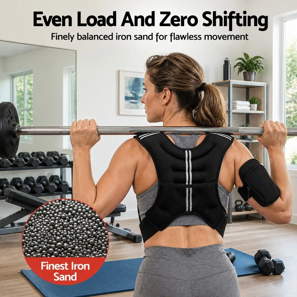 Weighted Vest 3kg Adjustable Reflective Safety Straps with Smartphone Pouch for Running Gym Training