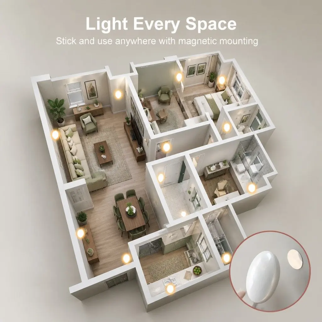 Motion Sensor Night Light USB-C Rechargeable Compact Intelligent Infrared Sensing White
