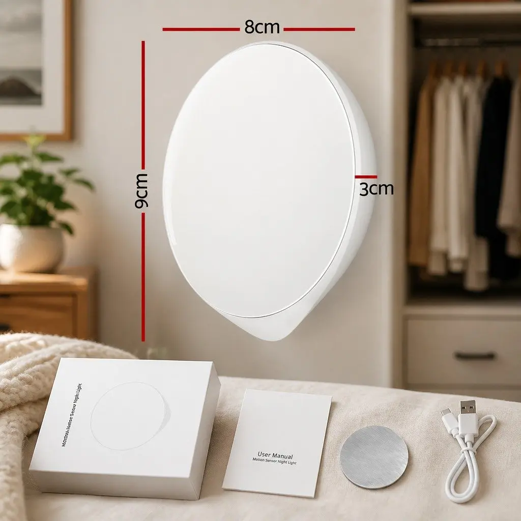 Motion Sensor Night Light USB-C Rechargeable Magnetic Mount 2 Pack