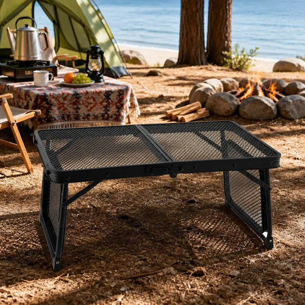 Folding Camping Table Lightweight Heat Resistant Mesh Cooking Top for Outdoor Use