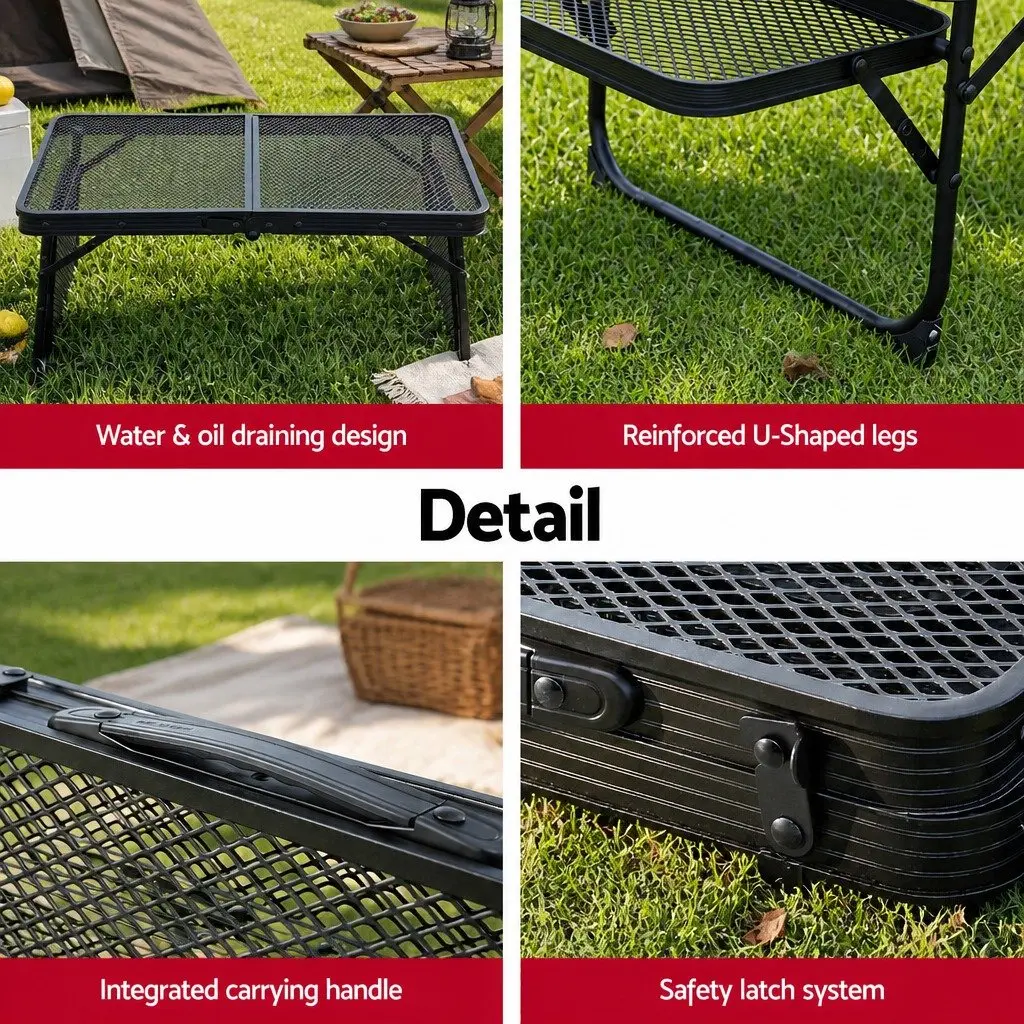 Folding Camping Table Lightweight Heat Resistant Mesh Cooking Top for Outdoor Use