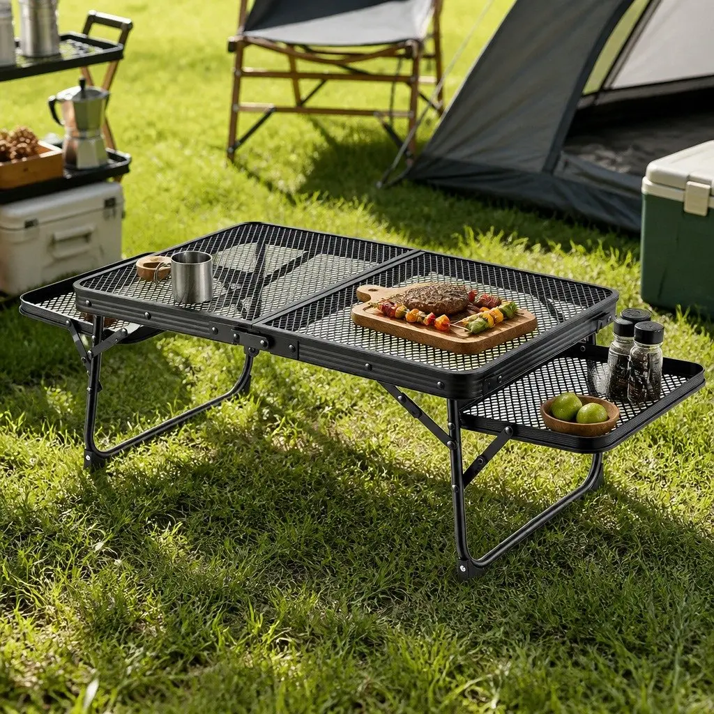 Folding Camping Table Lightweight Heat Resistant Mesh Cooking Top for Outdoor Use