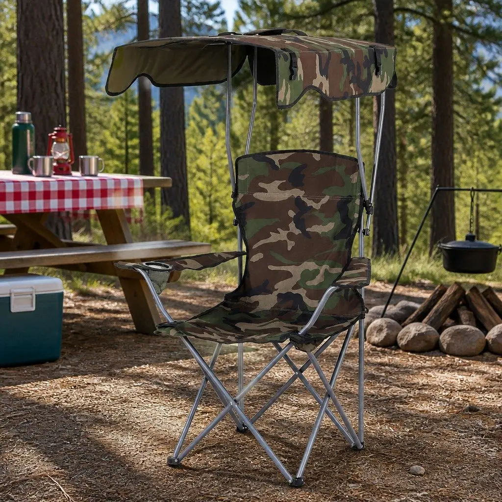 Camping Chair with Canopy Lightweight Folding Portable Outdoor Seat