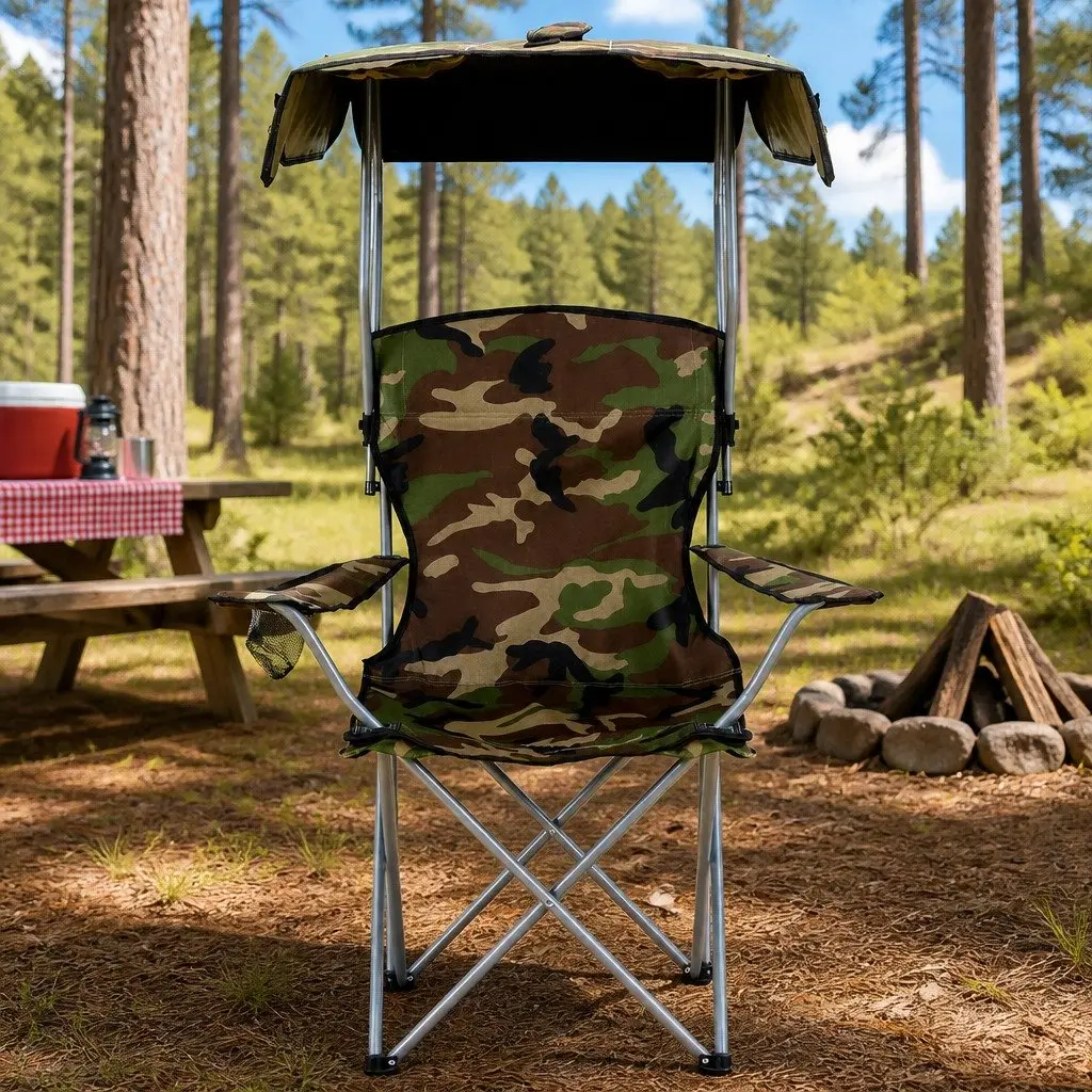 Camping Chair with Canopy Lightweight Folding Portable Outdoor Seat