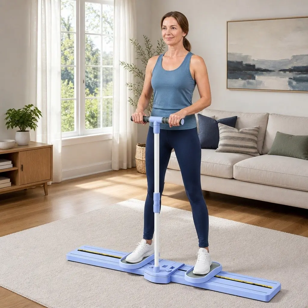 Thigh Hip Exerciser Foldable Ski Leg Trainer Machine Portable Home Fitness Cardio Workout