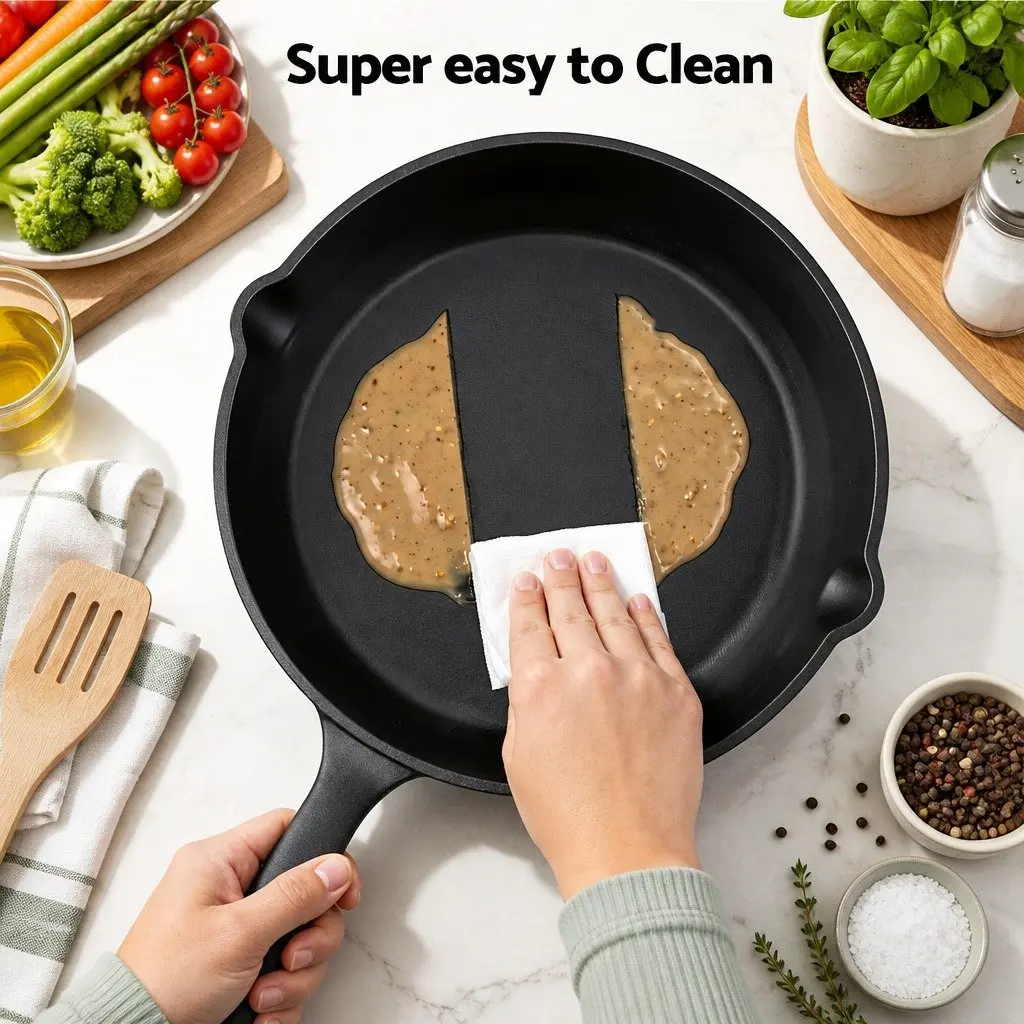 Cast Iron Frying Pan Skillet Set 4-Piece Black 14cm 16cm 20cm 24cm Induction Gas