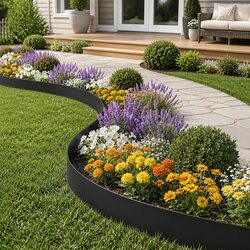 Garden Edging 33ft 30pcs Flexible Plastic Lawn Border Black Landscape Edging