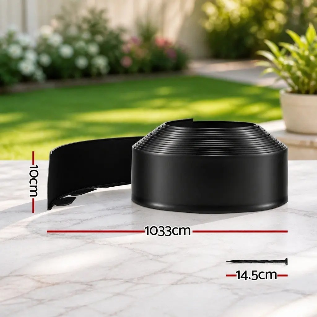Garden Edging 33ft 30pcs Flexible Plastic Lawn Border Black Landscape Edging