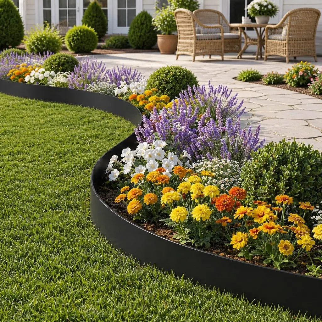 Garden Edging 60ft 30pcs Flexible Plastic Lawn Border Black